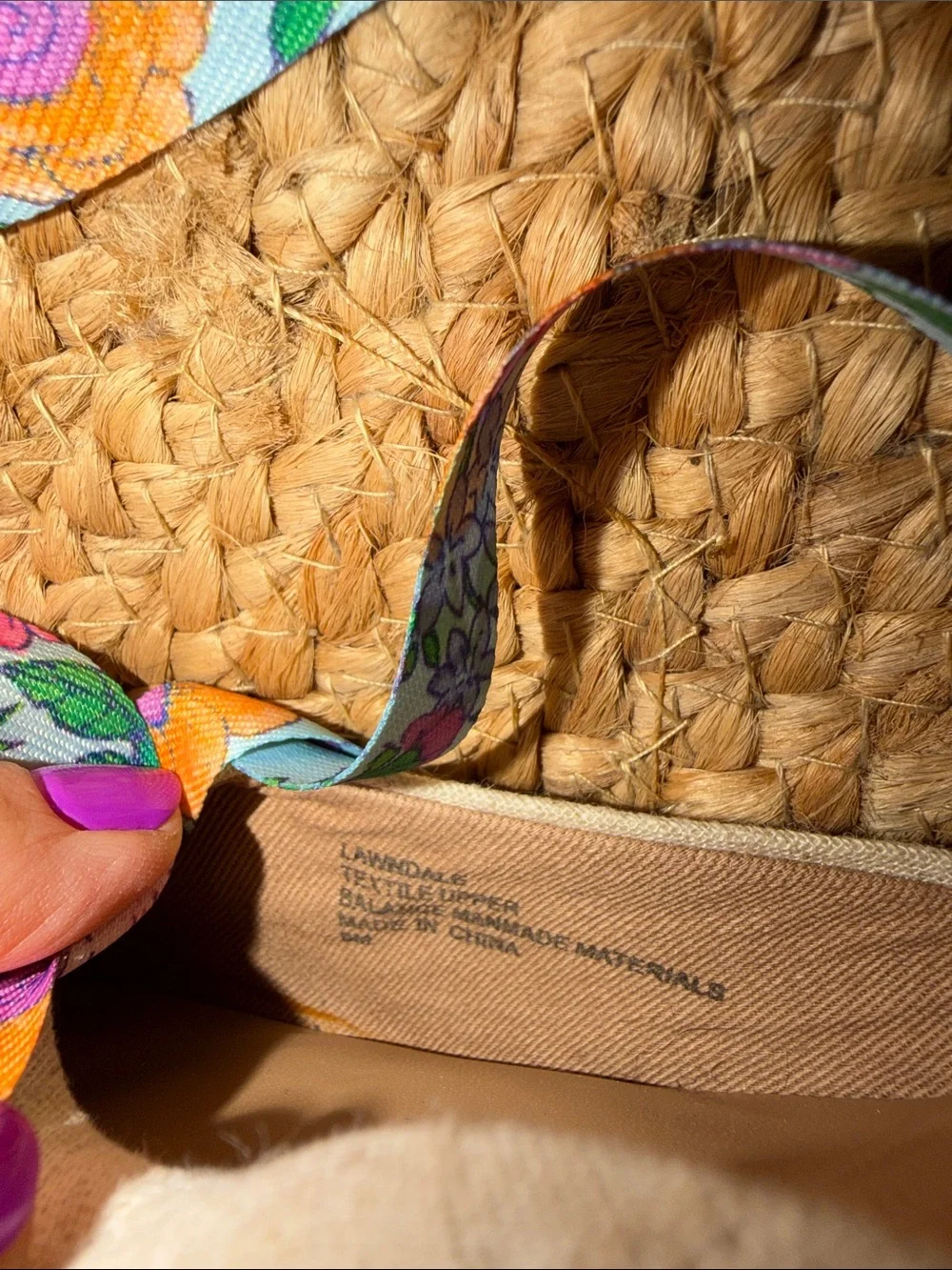 Crown & Ivy Floral Tie-Ankle Espadrille Wedges - Light Blue, Orange, Purple